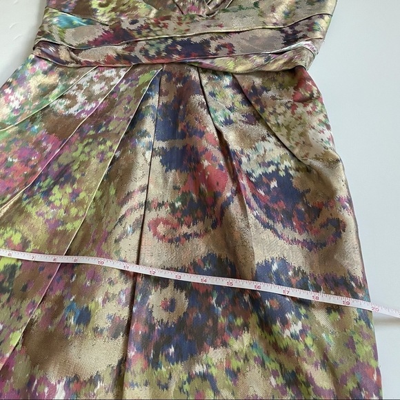 Monique Lhuillier Gold Purple Green Dress size 10 - Picture 9 of 16